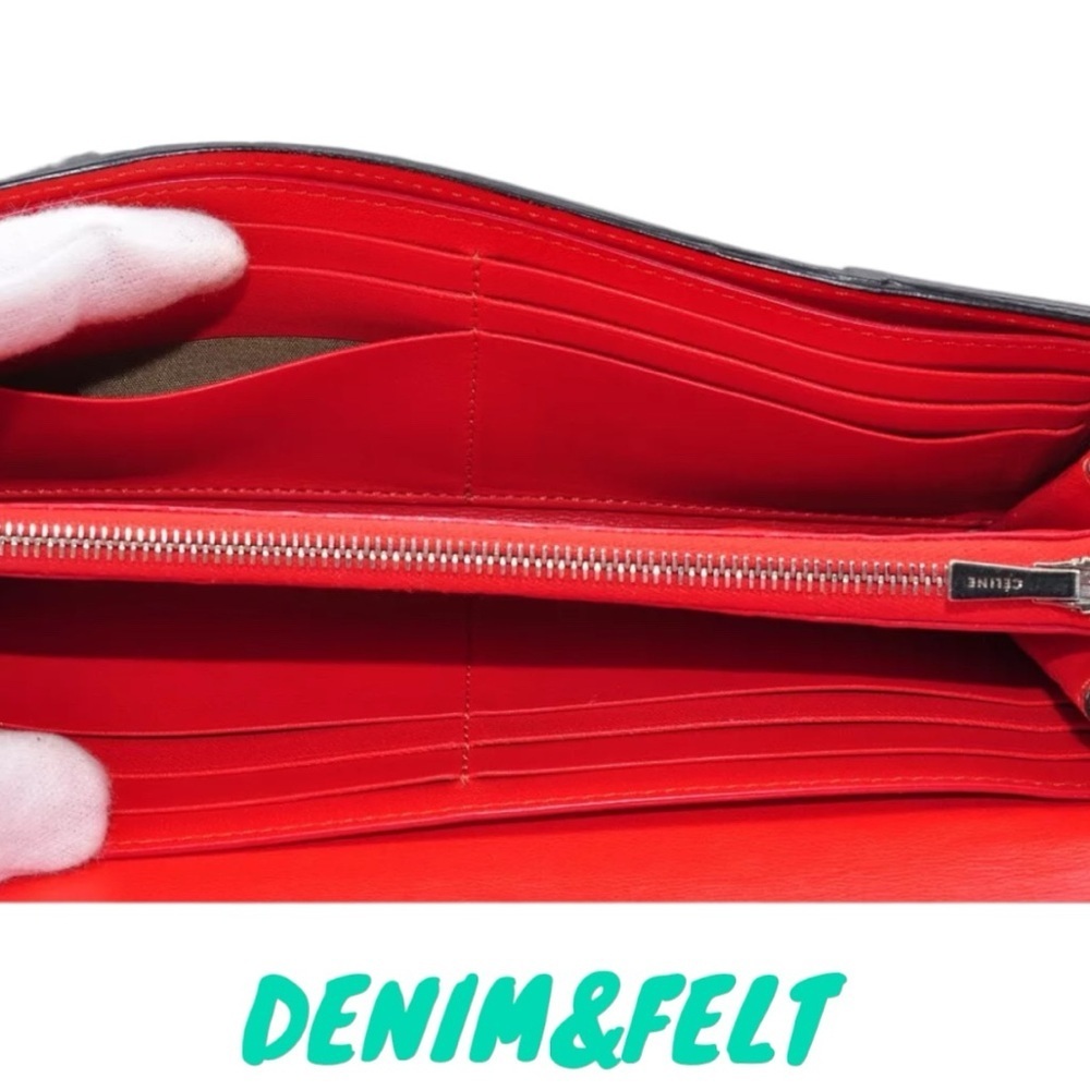 ♥️CELINE Porte Tresore International Long Leather Beige/Red Zip Around Wallet🤎 - Picture 9 of 12